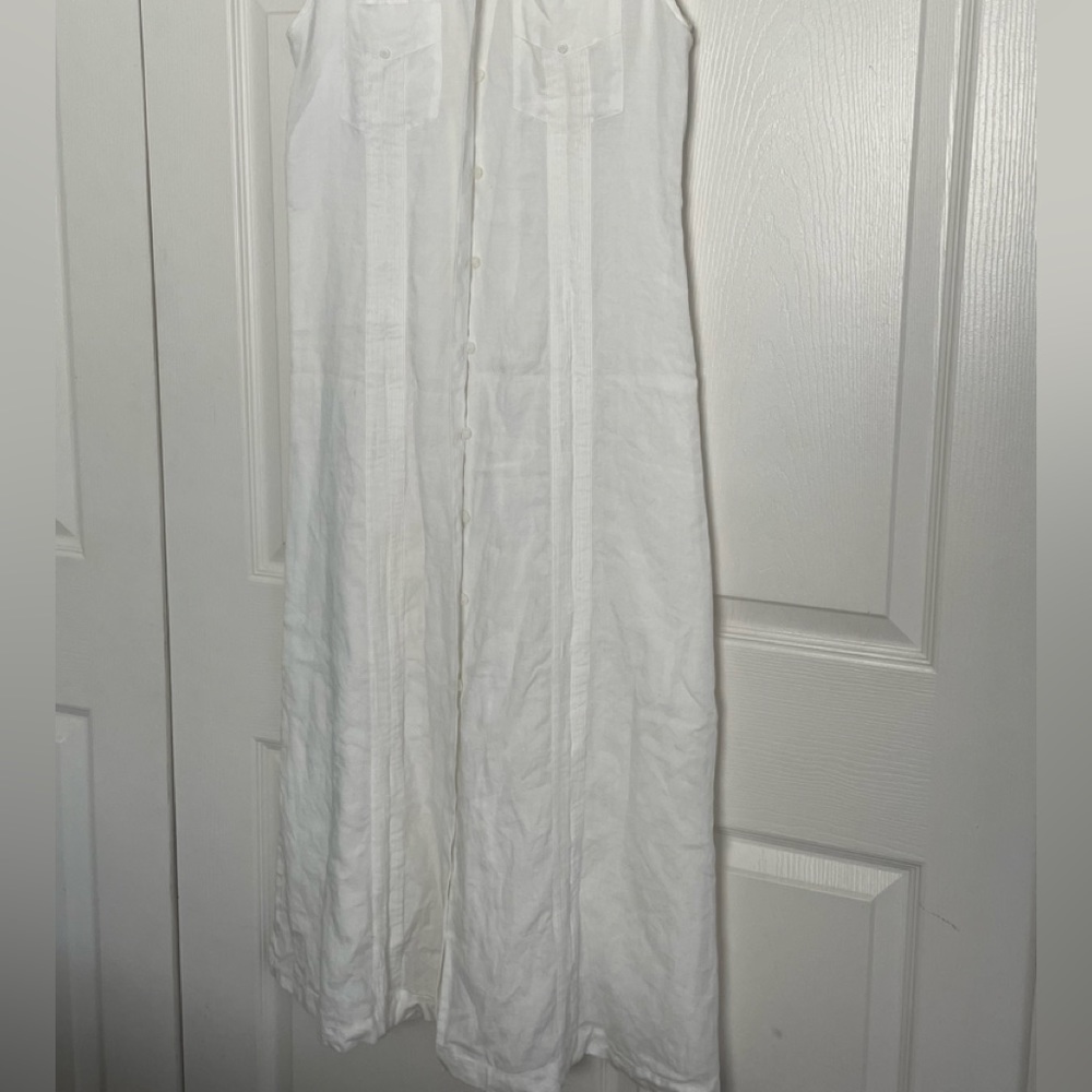 J.m.p white linen dress tea length size S